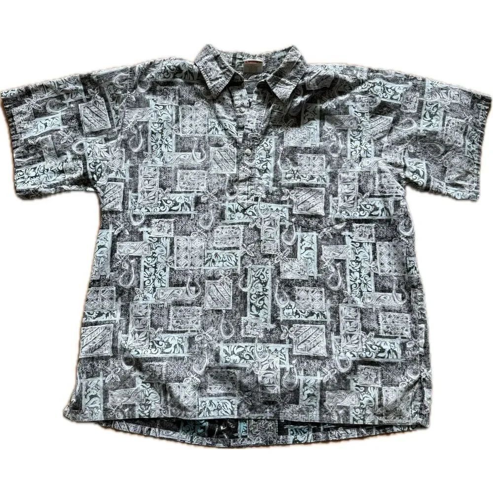 Go Barefoot Makau Fish Hook Hawaiian Shirt Men’s Size XL